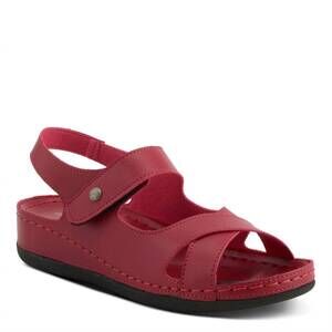 NEW FLEXUS women's faux leather cushioned sandal in red